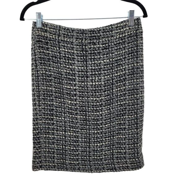 J. Crew Wool Tweed The Pencil Skirt 0 Gray‎ Black Twee Plaid Academia Career - Picture 9 of 9